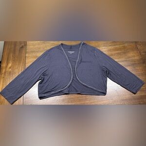 Soft Surroundings Women’s Size 1X Gray Metallic Thread Shrug Bolero Cardigan